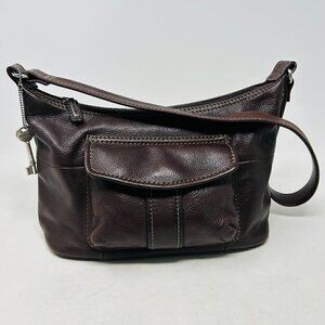 Fossil Classic Brown Vintage 1954 Pebbled Leather Shoulder Bag